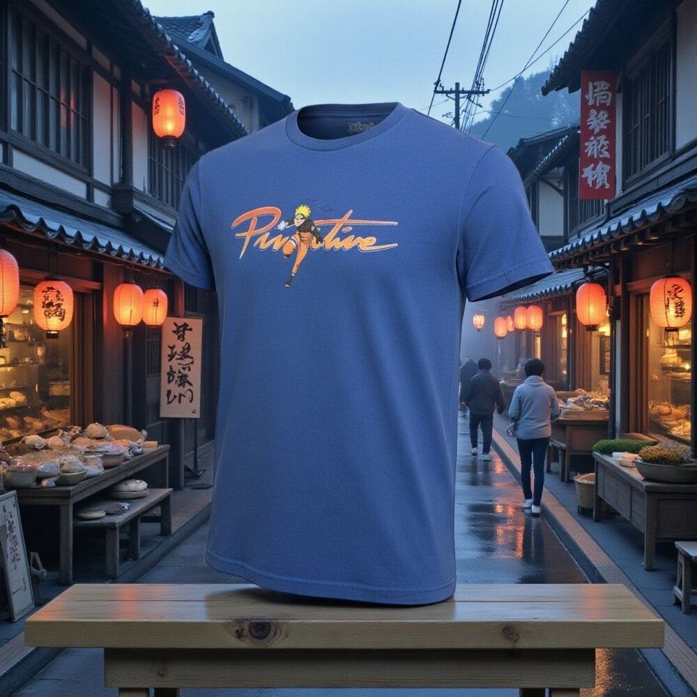 Naruto Shippuden Graphic T-Shirt Blue Short Sleeve Anime Men’s Medium